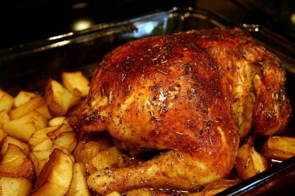 Baked chicken stuffed with apple