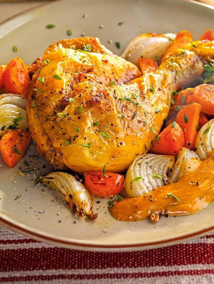 Pollo con verduras asadas