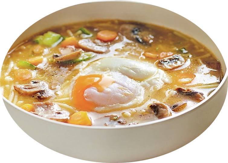 Sopa de verduras con huevo