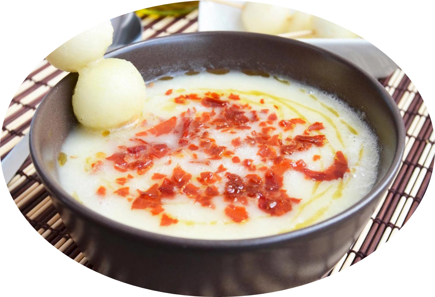 Melon cream with ham