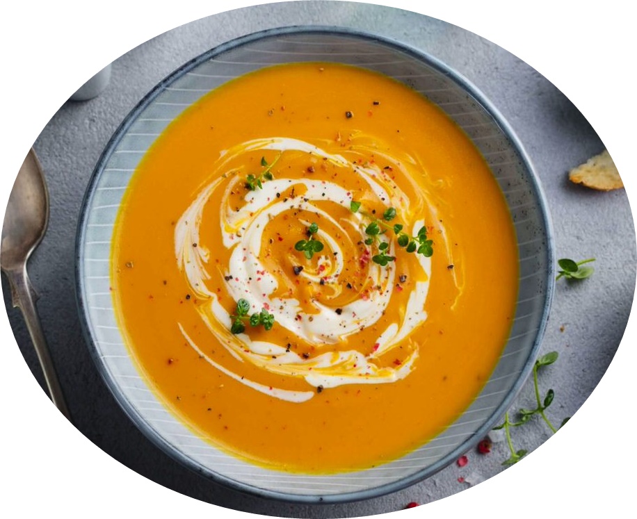 Vegetable cream with cheese and nata